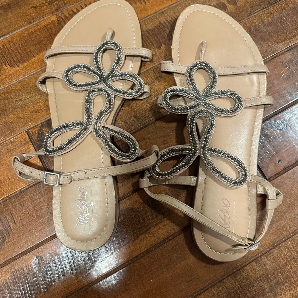 Beaded tan sandals